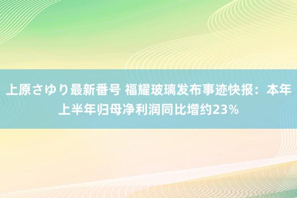 上原さゆり最新番号 福耀玻璃发布事迹快报：本年上半年归母净利润同比增约23%