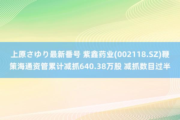 上原さゆり最新番号 紫鑫药业(002118.SZ)鞭策海通资管累计减抓640.38万股 减抓数目过半