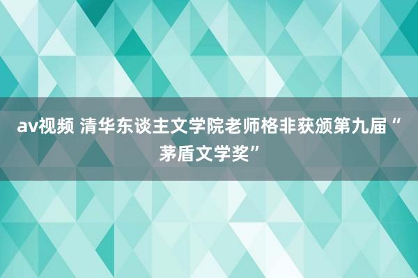 av视频 清华东谈主文学院老师格非获颁第九届“茅盾文学奖”