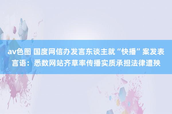 av色图 国度网信办发言东谈主就“快播”案发表言语：悉数网站齐草率传播实质承担法律遭殃