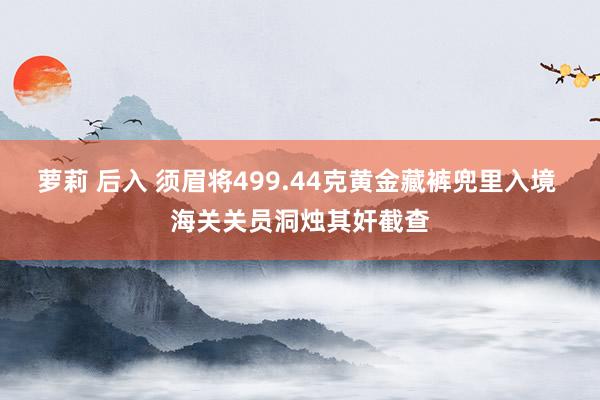 萝莉 后入 须眉将499.44克黄金藏裤兜里入境 海关关员洞烛其奸截查